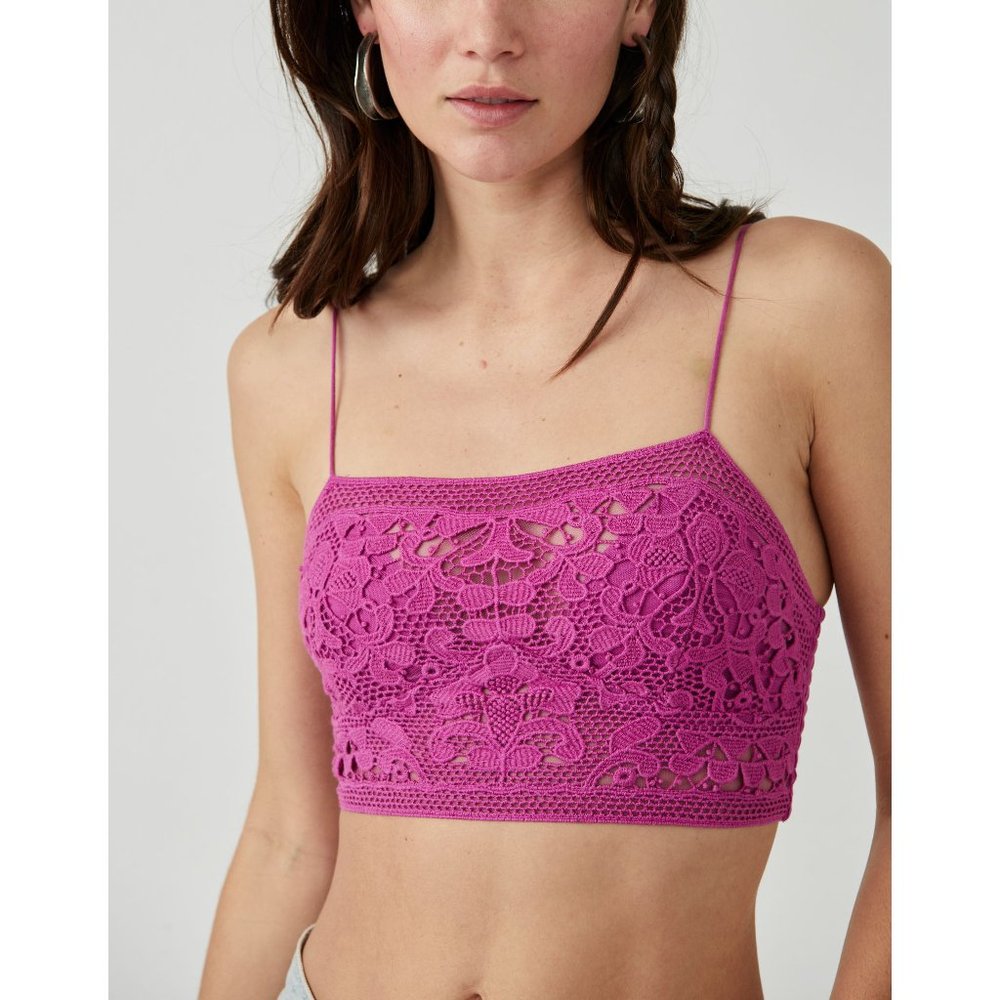 Free People Pink Crochet Lace Bralette